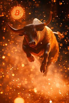 Stiersprong met Bitcoin-symbool van Poster Art Shop