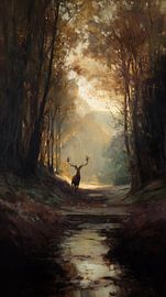 Red deer in an autumn forest | Sunrise in the Veluwe