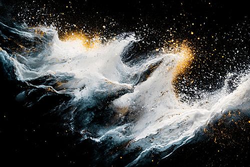 Vagues abstraites avec accents dorés