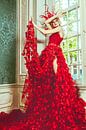 Fashion model in rode jurk van André Scherpenberg thumbnail