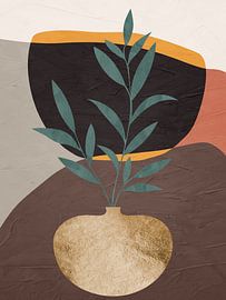 Organische Abstrakte Gold Kunst In Erdtönen Minimalistische von Online Arts