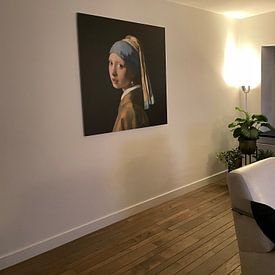Kundenfoto: Mädchen mit dem Perlenquadrat - Johannes Vermeer von Marieke met een twist, auf alu-dibond