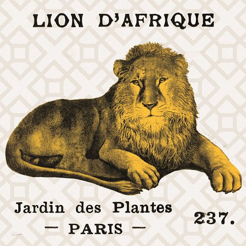 Heldere safari leeuw op taupe, Sue Schlabach