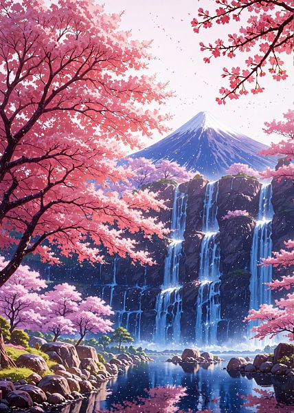 Cherry Blossom Sakura Mount Fuji Japan Spring by Ruzerin