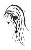 Dessin d'une vue latérale du visage d'une jeune femme avec un bandeau et des cheveux longs