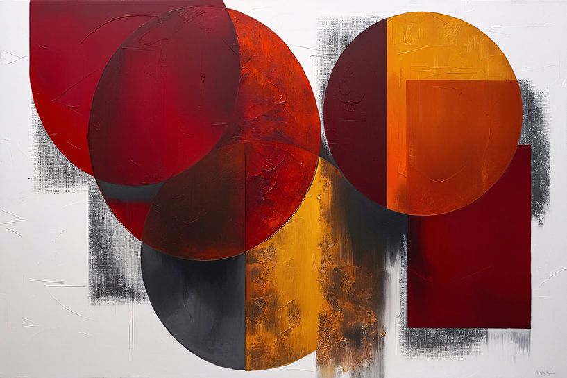 Abstract painting with circles and shapes by Art & Soul Creations