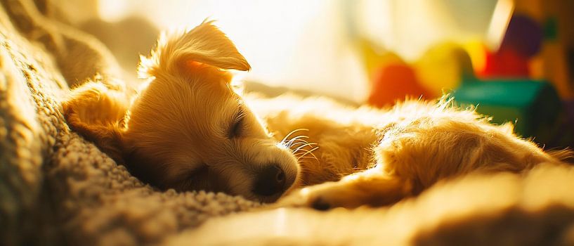 Chiot endormi au soleil par Poster Art Shop