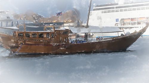 Dau in de haven van Muscat