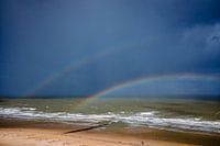 Double Rainbow At Sea Belgium Blue Sky At East Coast