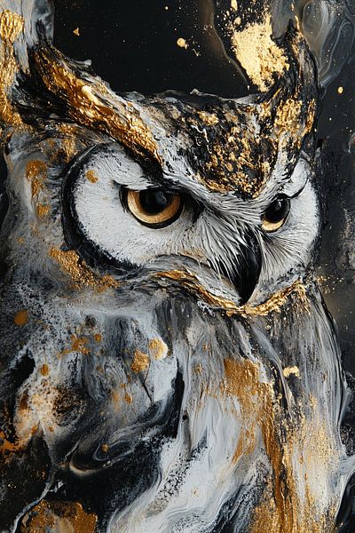 Abstract owl with gold accents by Imperial Art House