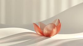 orange, fleur filigrane, dégradé de couleurs terreuses, minimaliste, fond blanc sur ArtOfPictures