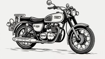 Retro motortekening, vintage potloodtekening. van Animaflora PicsStock