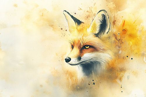 Elegante aquarel van een vos