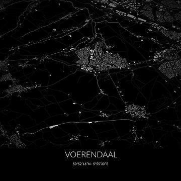Zwart-witte landkaart van Voerendaal, Limburg. van Rezona