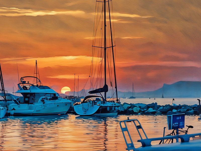 Sunset Harbor in Var Riviera van Sergio Pazzano
