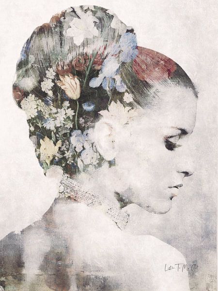 Bloem En Pracht  | Een romantisch beeld van een vrouw in pastelkleurige tinten van Wil Vervenne