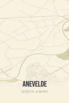 Vintage map of Anevelde (Overijssel) by Rezona