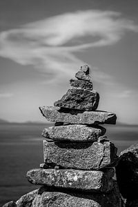 Zen in Schwarz und Weiß, Cairn auf der Isle of Skye, Schottland