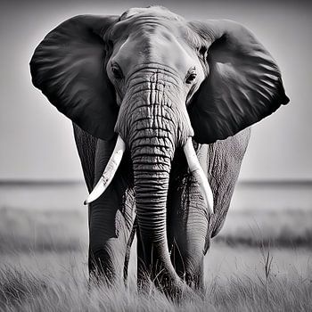 Majestic Elephant in Black and White – A Powerful Wildlife Portrait