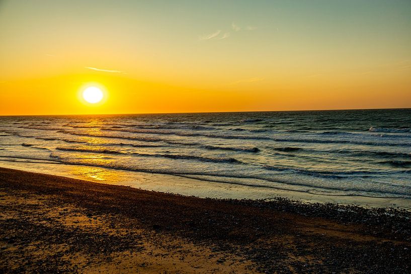 Evening walk on the beach in beautiful Normandy near Saint-Aubin-Sur-Mer - France by Oliver Hlavaty