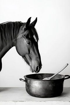 Paard in de keuken van Poster Art Shop