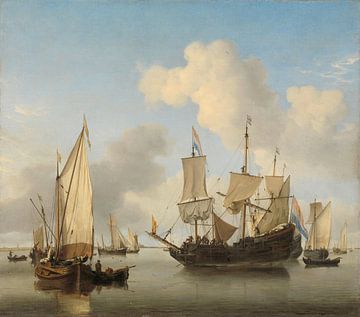 Ships at anchor below the coast, Willem van de Velde (II)