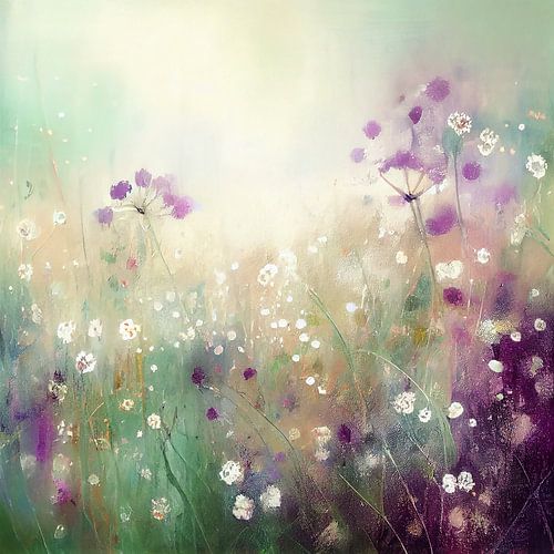 Champ de fleurs petit violet blanc lilas