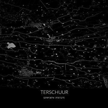 Schwarz-weiße Karte von Terschuur, Gelderland. von Rezona