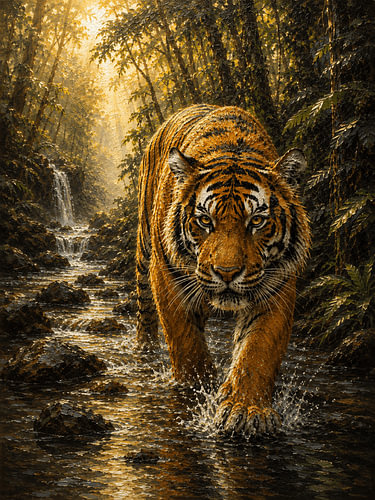 De Sumatraanse tijger in het regenwoud