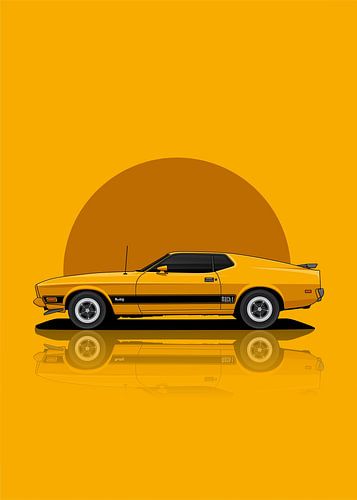 Kunst 1973 Ford Mustang Geel