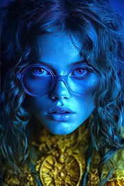 portrait in yellow and blue