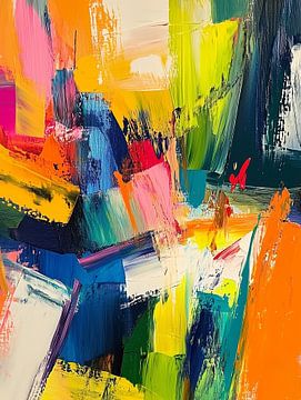 Vibrant brushstrokes in yellow and blue by artefacti