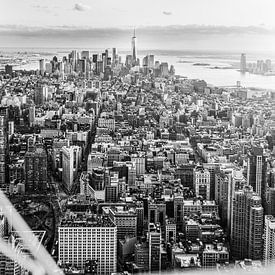 New York City Skyline  - Freedom Tower - Black and White  by Rob van der Voort