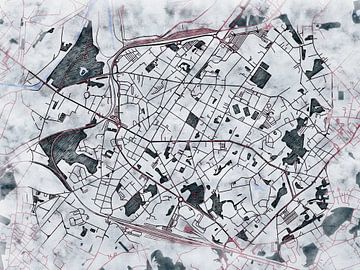 Kaart van La Louvière in de stijl 'White Winter' van Maporia