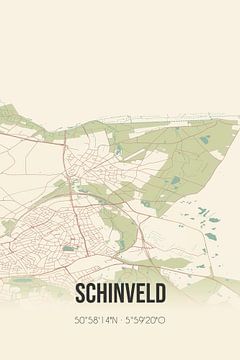 Vintage landkaart van Schinveld (Limburg) van MijnStadsPoster