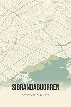 Vintage landkaart van Sibrandabuorren (Fryslan) van MijnStadsPoster