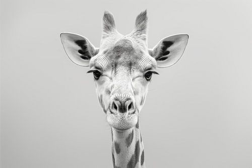 Noble Heights - Monochrome Giraffe Portrait