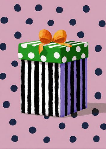 Gift box with stripes and dots