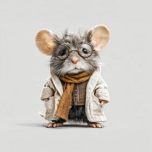 schattige muis verkleed als verstrooide professor kinderkamer decoratie