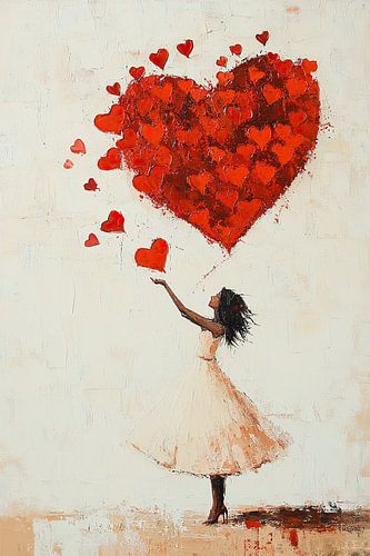 Femme avec des cœurs