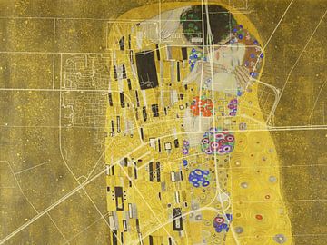 Map of Emmeloord with the Kiss by Gustav Klimt by Map Art Studio