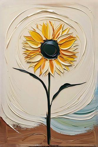 Abstracte zonnebloem met felle kleuren