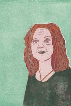 Portrait de femme en vert sur Kirsten Benschop-Pater