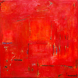 Red | Modern abstract oil painting in warm reds with colourful accents by Anja Namink - Paintings
