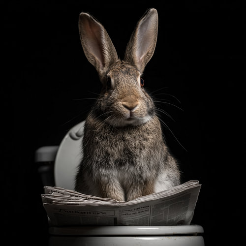 Konijn op het toilet