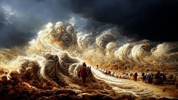 Exodus of the Bible, Moses parts the Red Sea by Berit Kessler