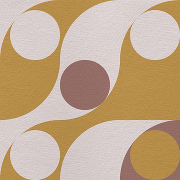 Bauhaus en retro 70s geïnspireerde geometrie in pastels. Geel, wit, bruin. van Dina Dankers