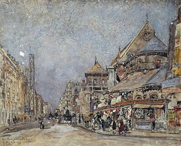 Frederic Houbron - La rue Réaumur et le chevet de l'église Saint-Martin-des-Champs (1900) by Peter Balan