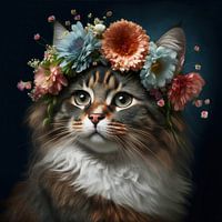 Katze in Girlande: Ein Bild von natürlicher Eleganz