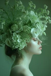 Frau mit blumigem Haar